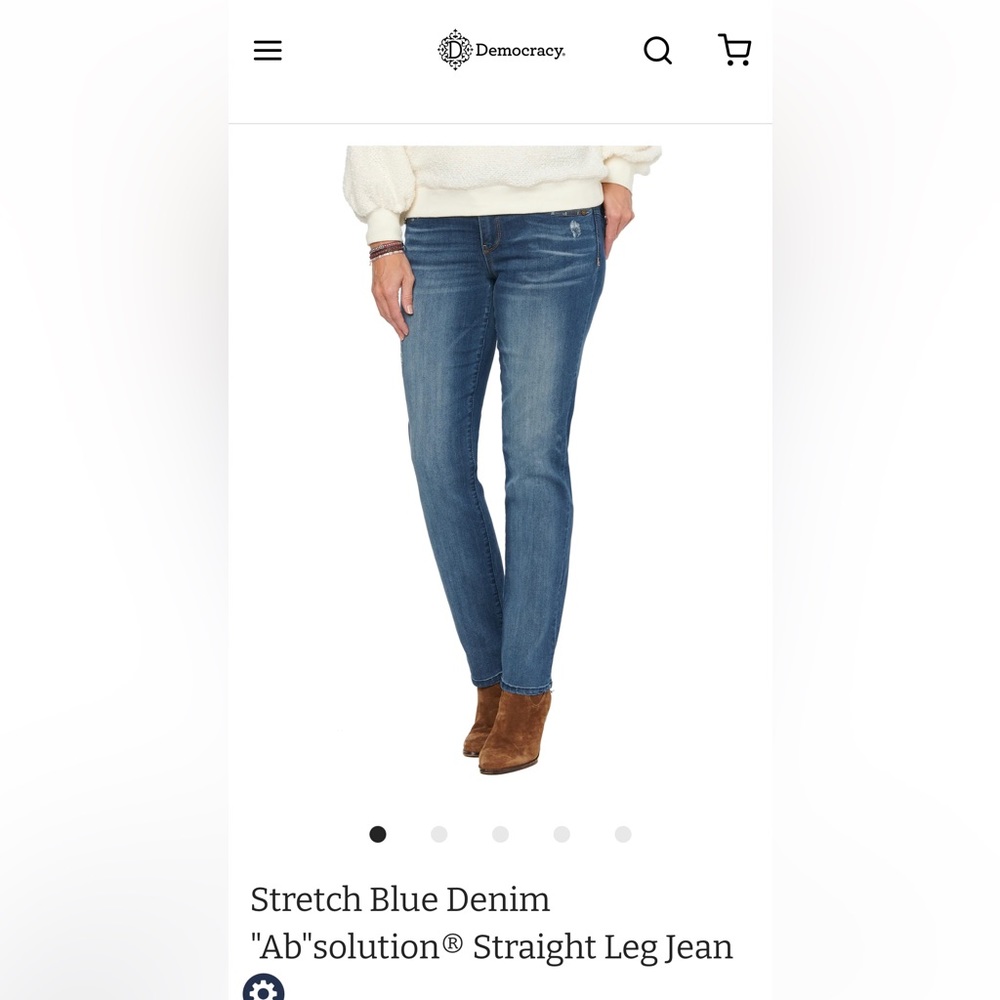 Democracy Stretch Blue Denim “Ab”Solution Straight Leg Jean